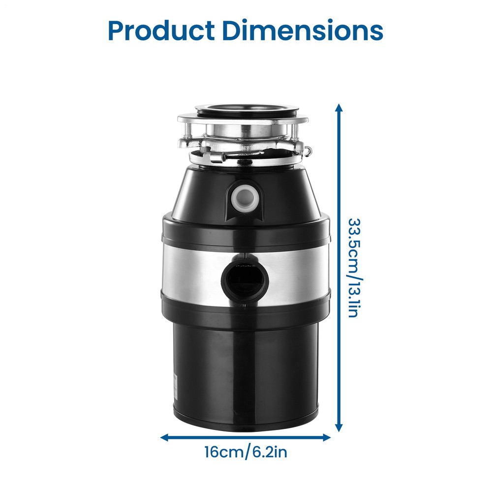 NTUD 3/4 HP Continuous Feed Garbage Disposal With Cord, Anti-Jam & Compact US