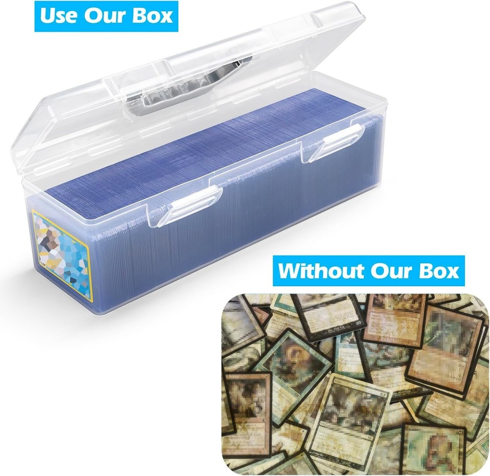 Impact Resistant Toploader Storage Box - Large Capacity for 750 Cards & Handle