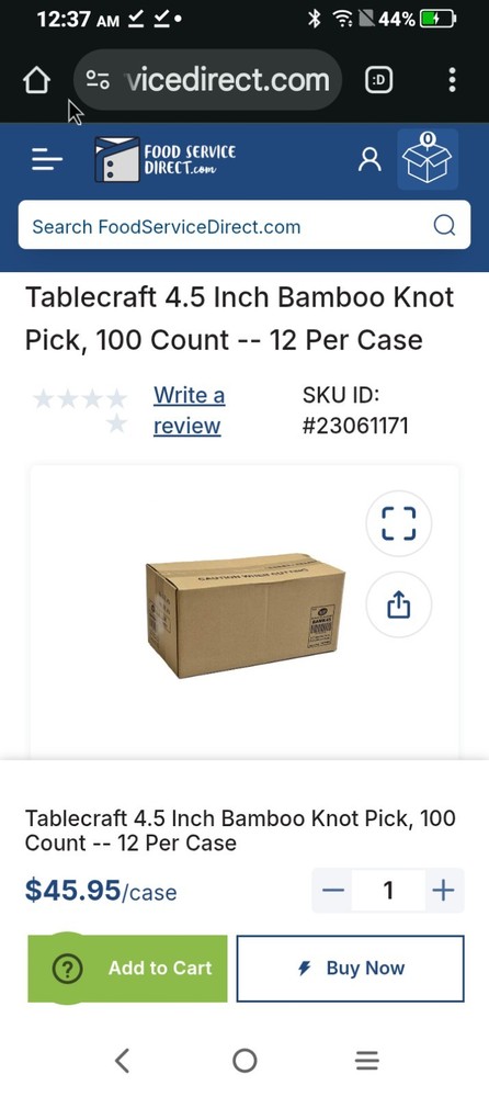 Tablecraft 4.5 inch Bamboo Knot Pick, 100 count -- 12 per case