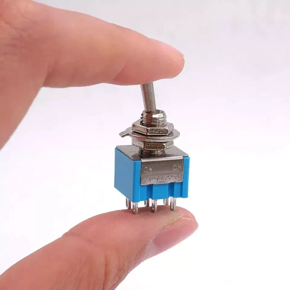 10Pcs DPDT Mini Toggle Switch 6-Pin 2 Position ON/ON Miniature Toggle Switch 6A