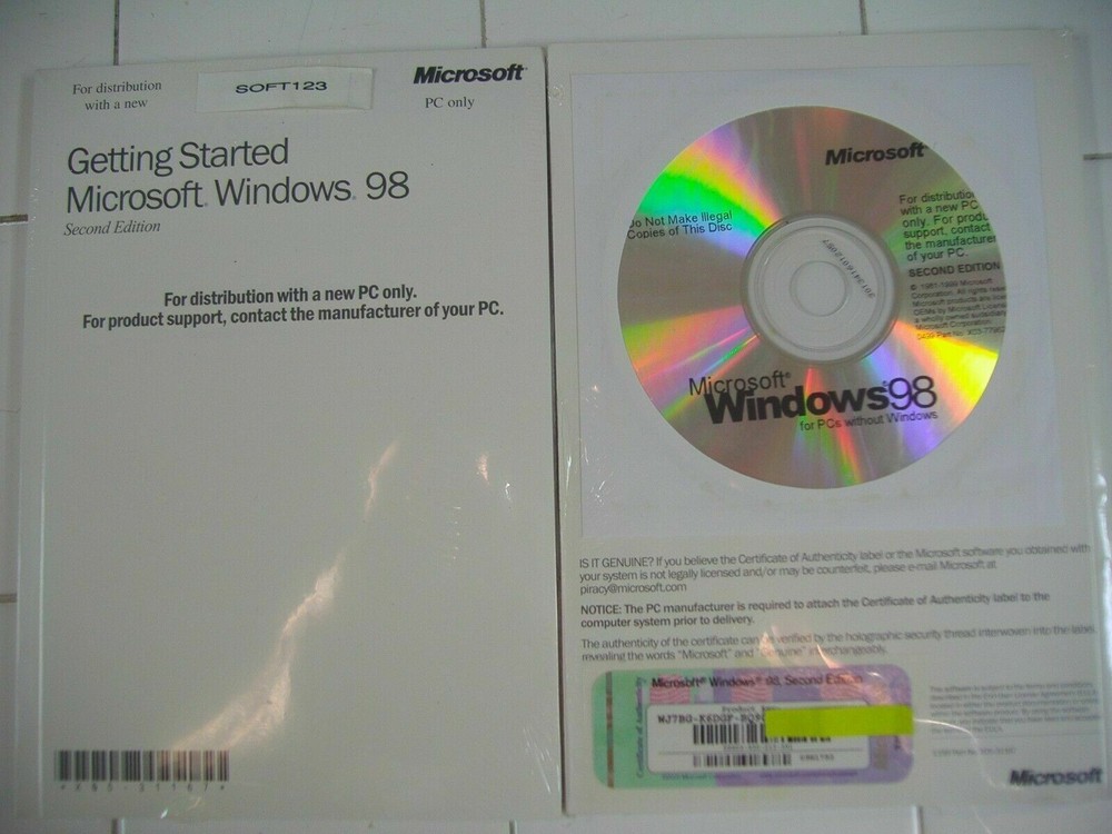 MICROSOFT WINDOWS 98 SE SECOND EDITION FULL ENGLISH VERSION MS WIN 98SE =NEW=