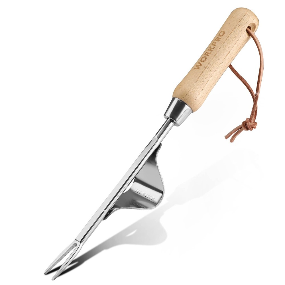 WORKPRO Weed Puller Tool Leverage Base V-Shaped Forks Weeds Removal Root Digging