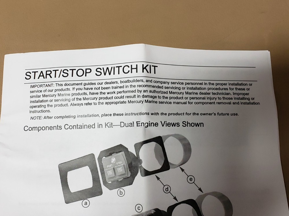 MERCURY MARINE TRIPLE ENGINE START / STOP SWITCH KIT 87-8M0117138
