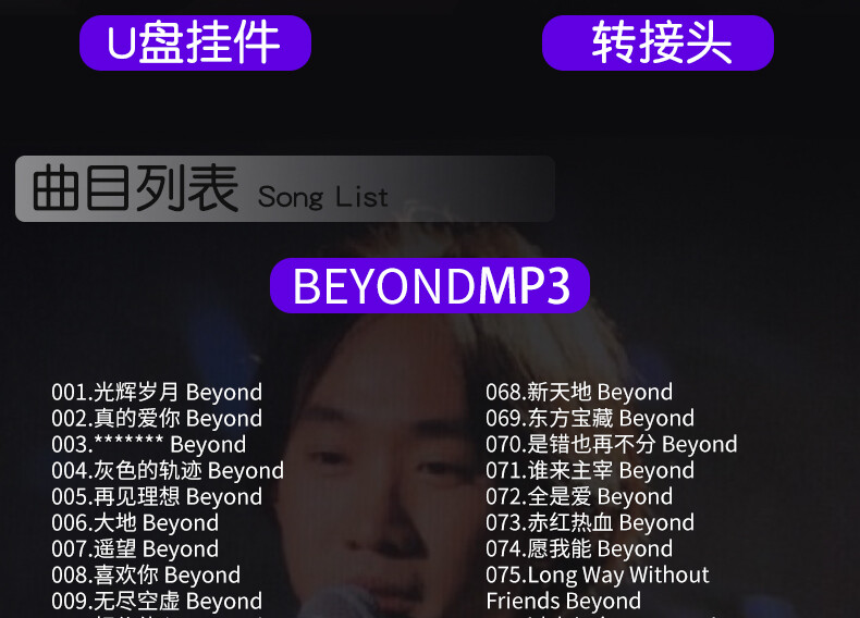 黄家驹Beyond专辑歌曲车载u盘粤语经典老歌无损高音质usb汽车优盘