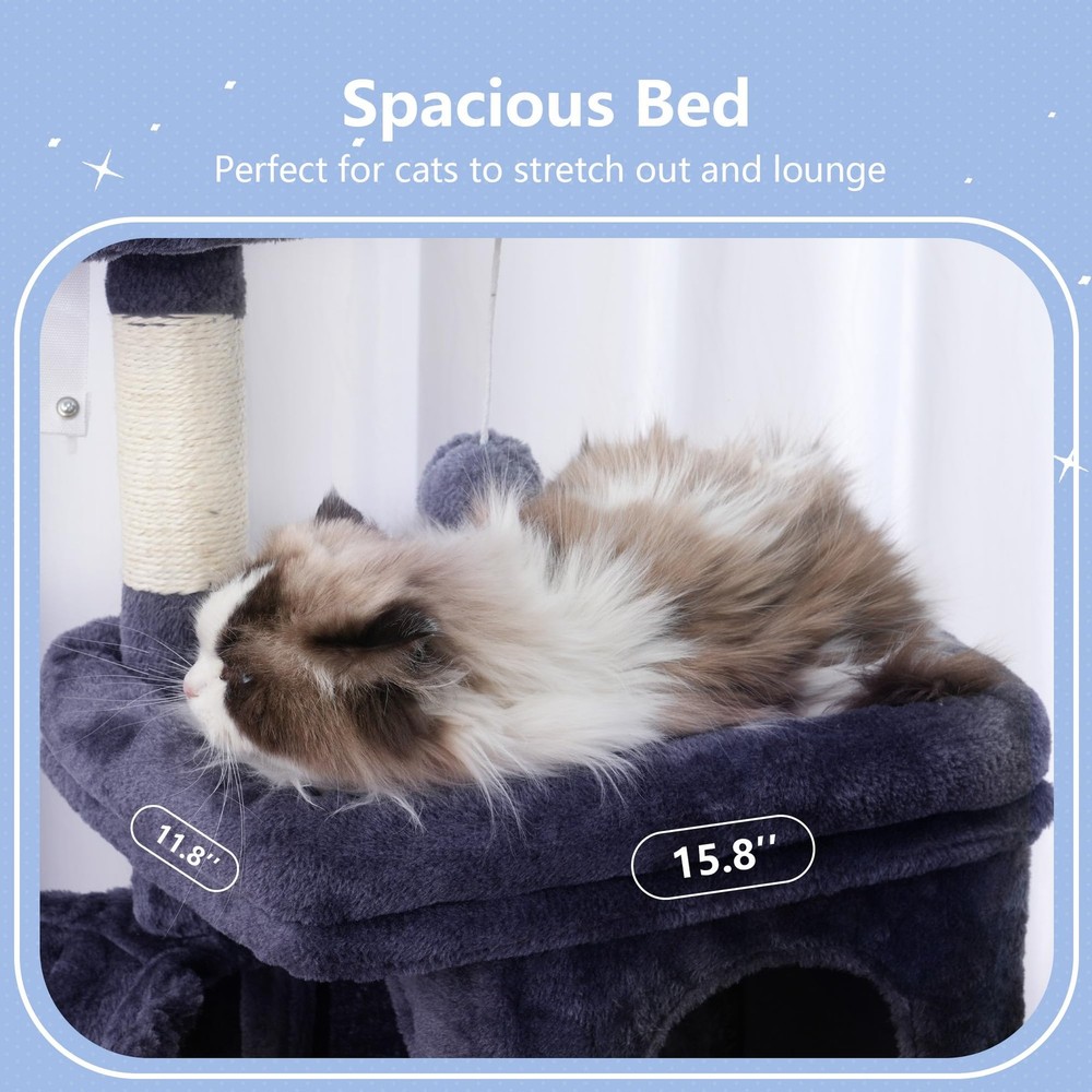 Cat Tree Tower, Scratching Posts with Cozy Condo, Padded Bed, Hammock, Plush ...