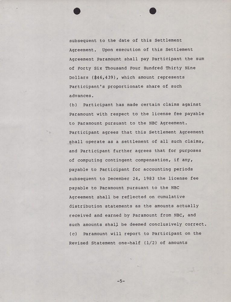 RICHARD GERE - DOCUMENT DOUBLE SIGNED 10/28/1985