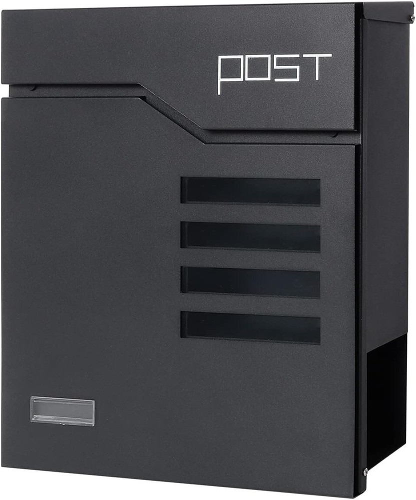 Large Mailbox Wall Mount With Lock Modern Mailboxes For Outside Black 14.4 X 13
