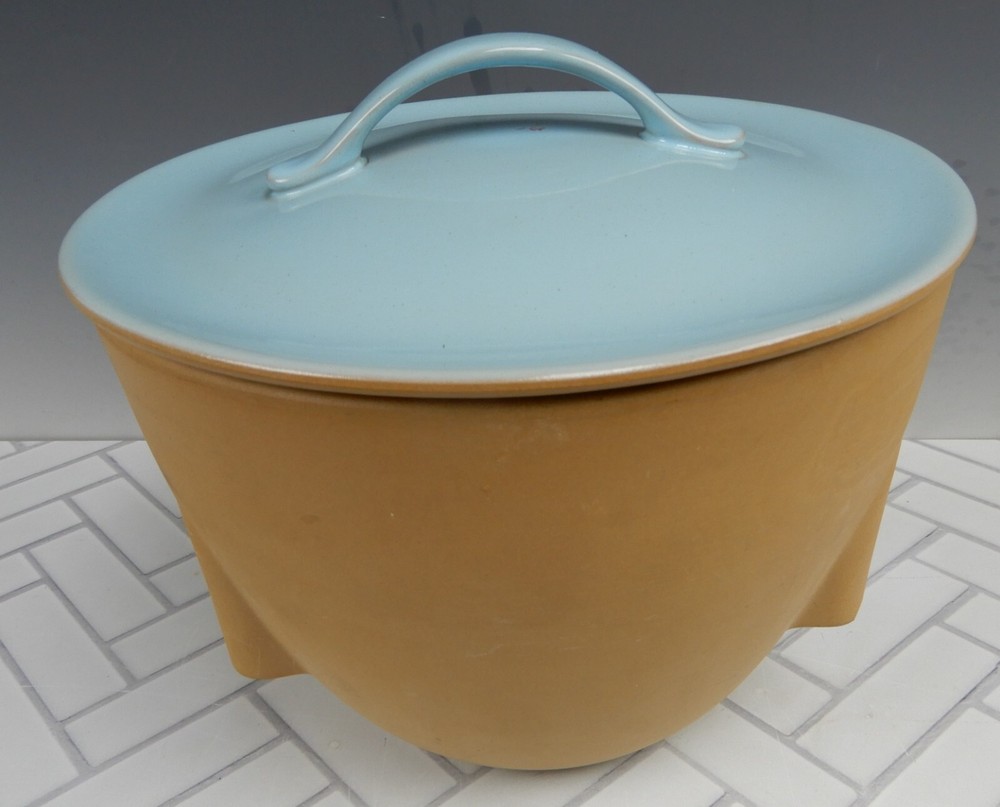 Mediterranean Blue Terracottata Pot Bowl With Lid