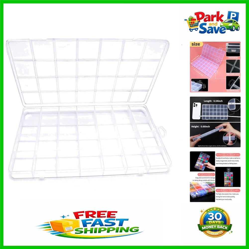 Elegant 28-Compartment Bead Organizer Box - Clear Durable Plastic Storage
