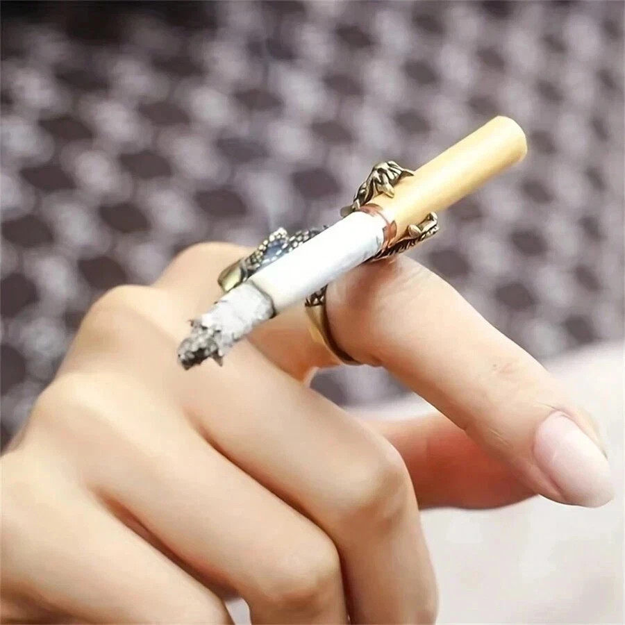 Dragon-Shaped Cigarette Holder Opening Adjustable Size Ring Pipe Cool Jewelry