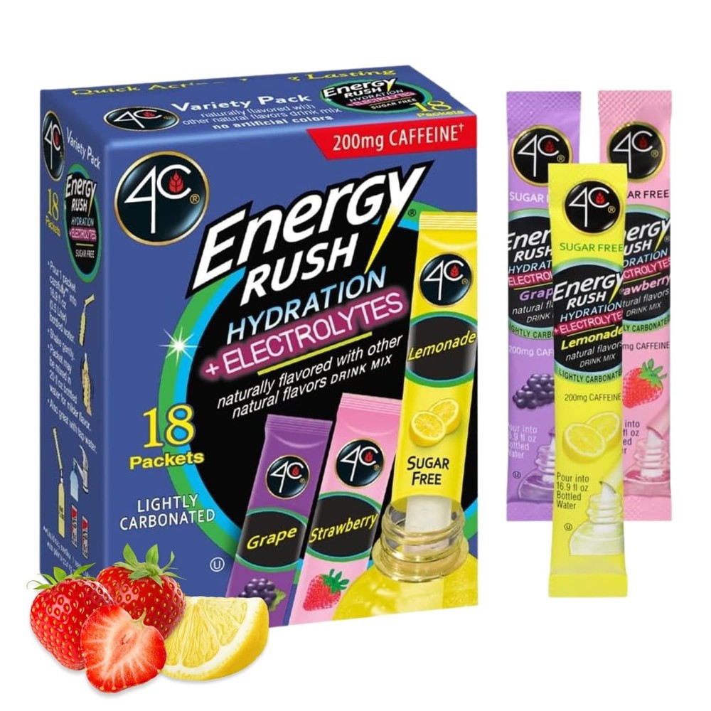 Energy Rush Electrolyte Powder Sticks Variety Pack 18  Count