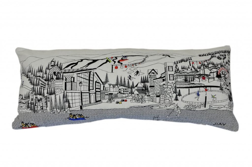 35 White Vail Daylight Skyline Lumbar Decorative Pillow