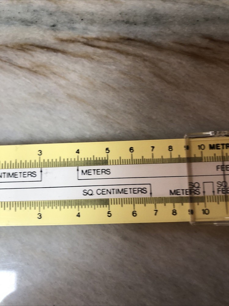 Sterling Metric Converter Slide Ruler Drafting Engineering Yellow White