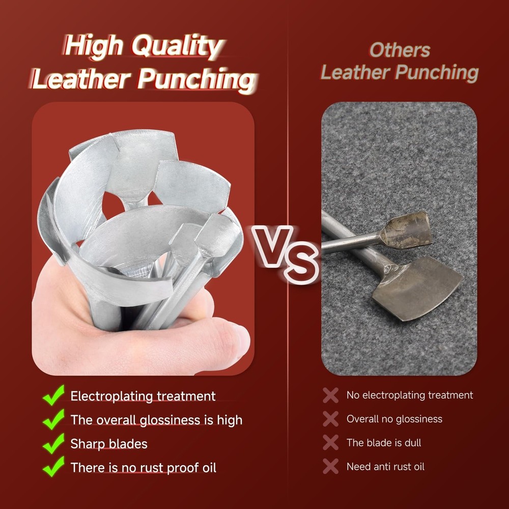 7Pcs Leather Craft Tools Precision Arc-Shaped Quarter Circle Punches Set & Ed...