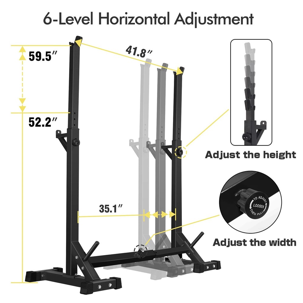 CANPA Adjustable Squat Rack Stand Multi-Function Barbell Rack Weight Lifting ...