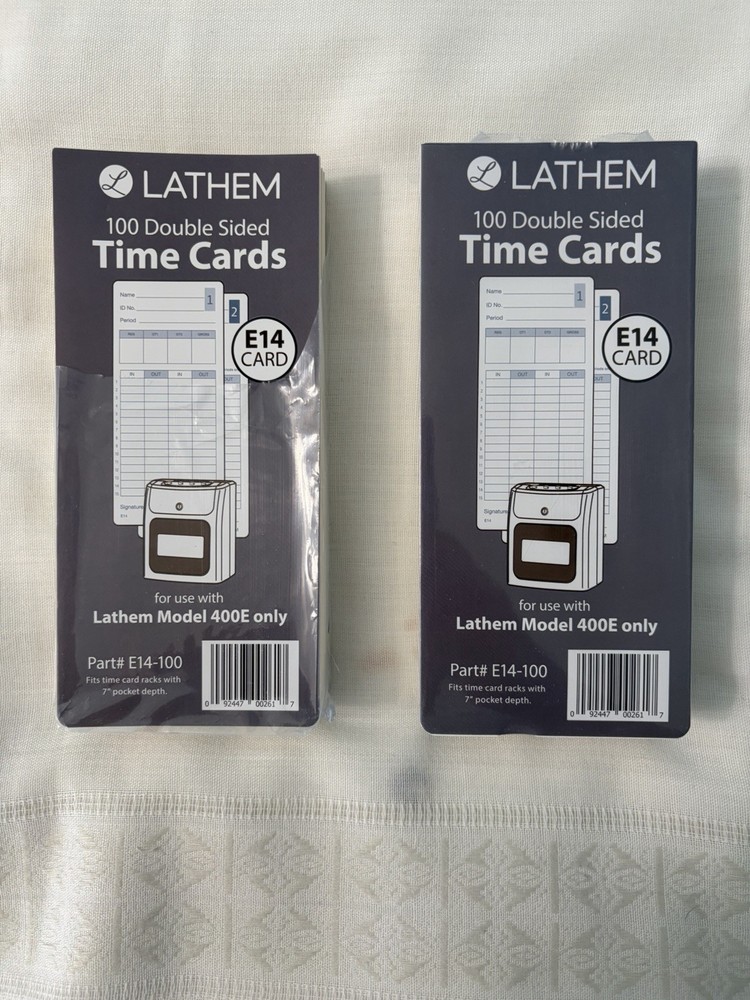 175 E14 TIME CARDS FOR LATHEM 400E TIME CLOCK (E14-100) Read
