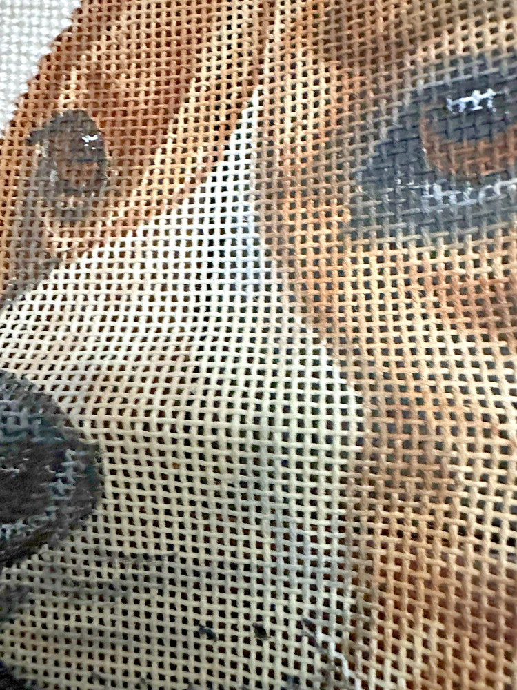 Vintage needlepoint canvas BEAGLE 10.5" x 10.5" 14 HPI started - no threads