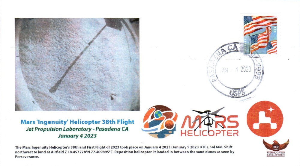 2023 Mars 'Ingenuity' Helicopter 38th Flight Pasadena 4 January