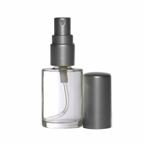 Cologne Perfume Atomizer Empty Round Glass Spray Bottle Matte Silver 15ml 1/2 oz