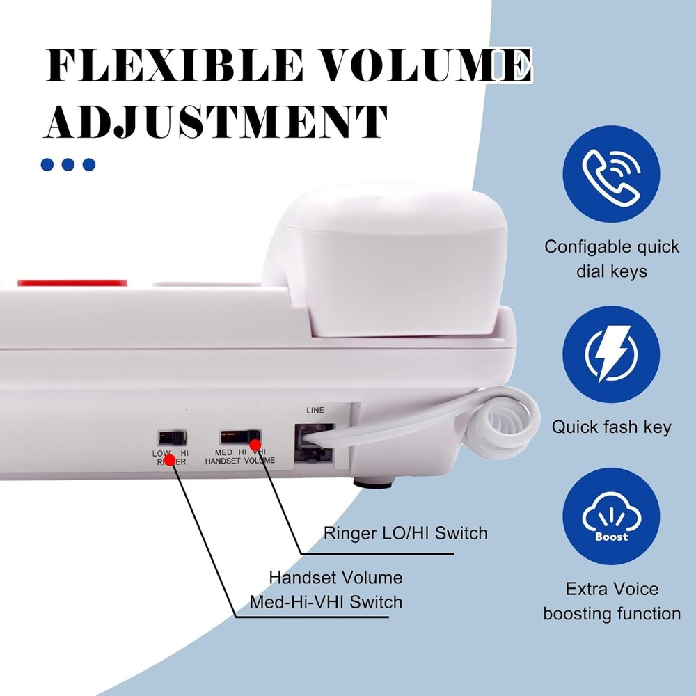 Excelltel Big Button Phone EX-LD-265 Adjustability Features, One-Touch Dialing