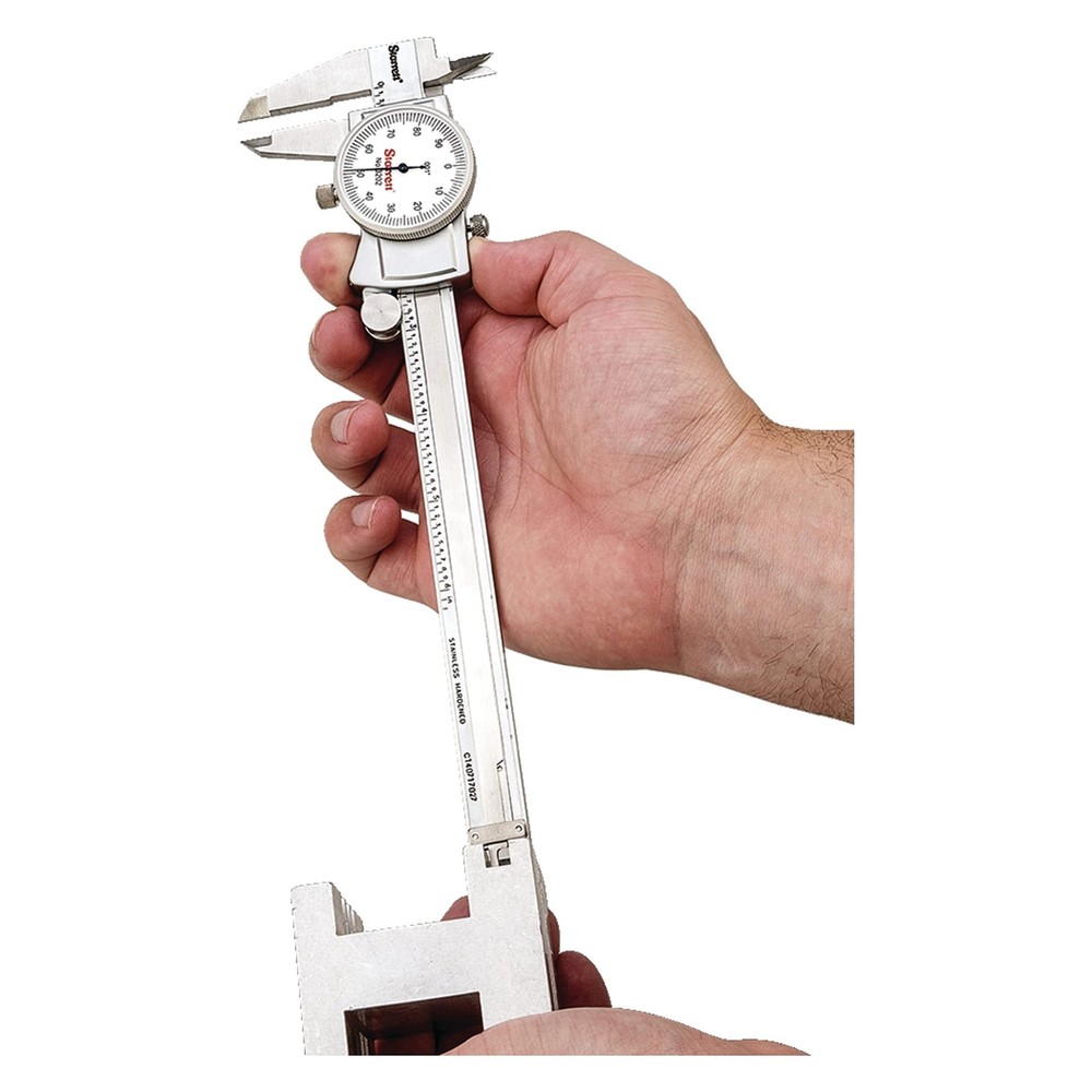 Starrett Dial Caliper with Adjustable Bezel and Fitted Case - 0-6", White