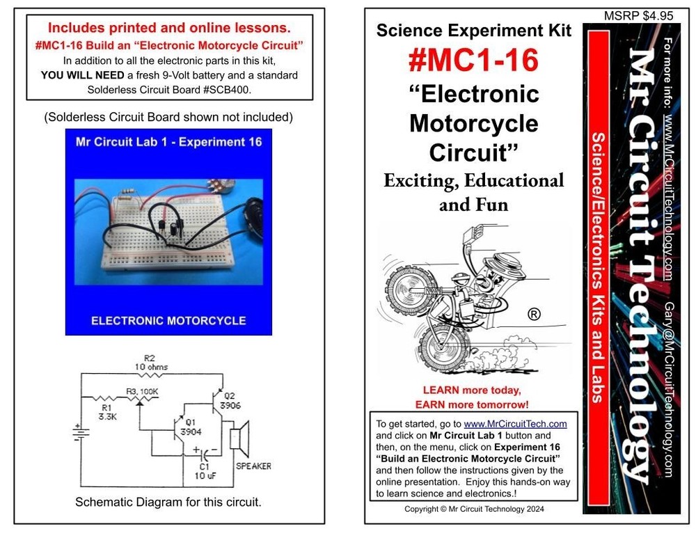 MC1-16 ** Mr Circuit Science ** Experiment Kit  -ELECTRONIC MOTORCYCLE
