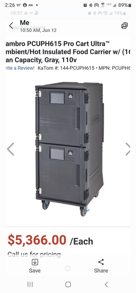 cambro pcuhc 615 serial num b 23 0115