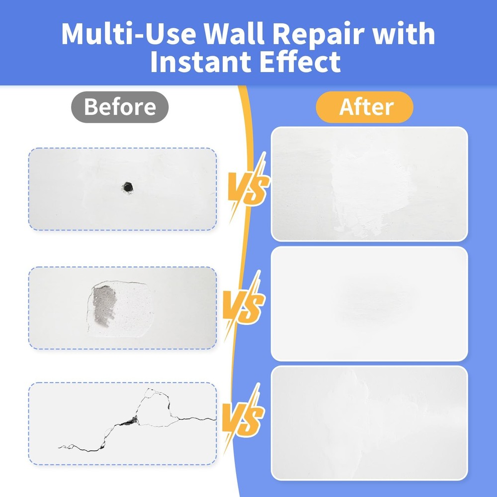 Drywall Repair Kit (18 oz) - Spackle Wall Paste with Scraper & White