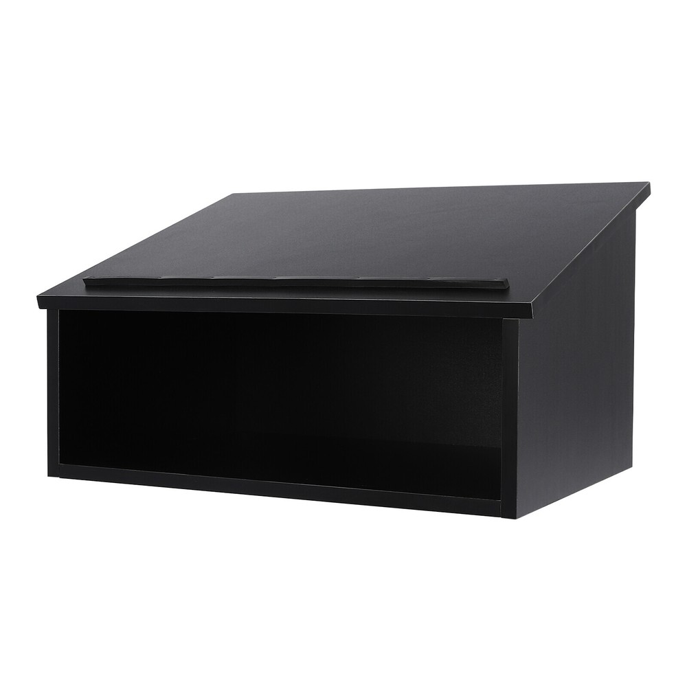 Black Tabletop Lectern with Storage for Classroom Presentations