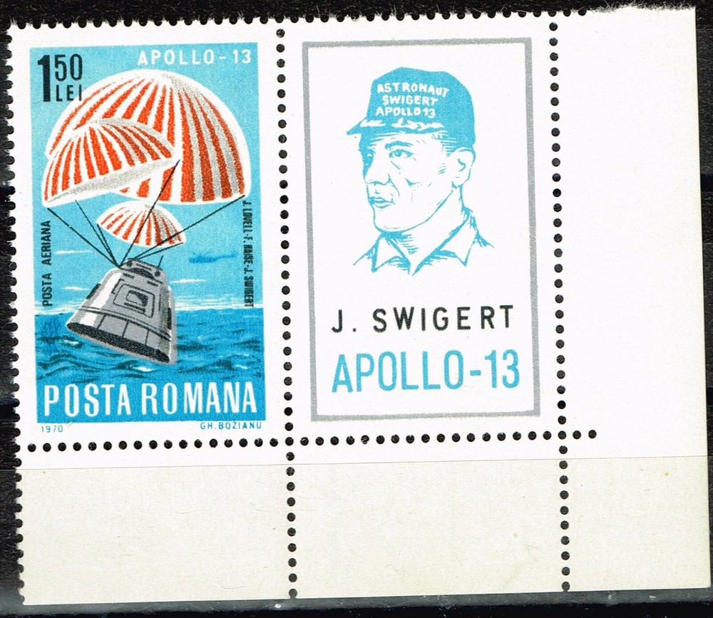 Romania US Space Apollo 13 Moon Exploration Program Swigert stamp 1970 MNH A-16