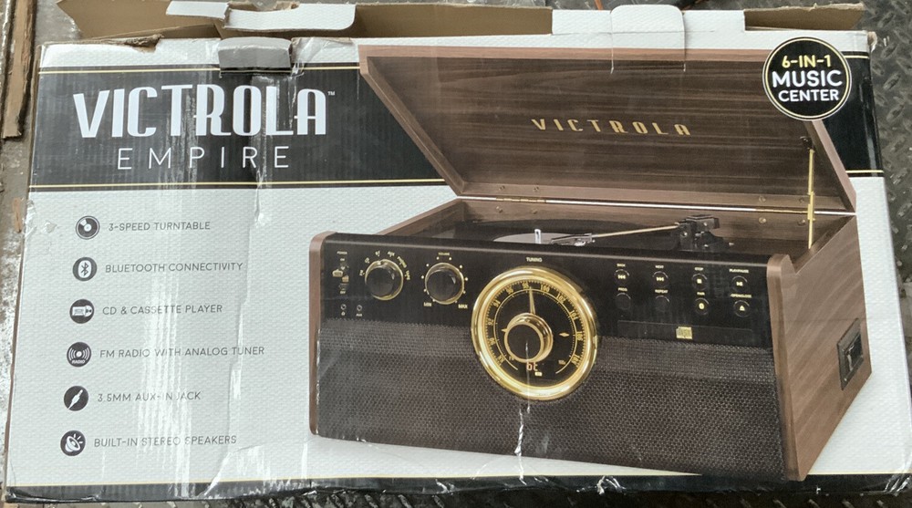 🍏 Victrola Empire Mid Century Modern Bluetooth,6 In 1 🆕