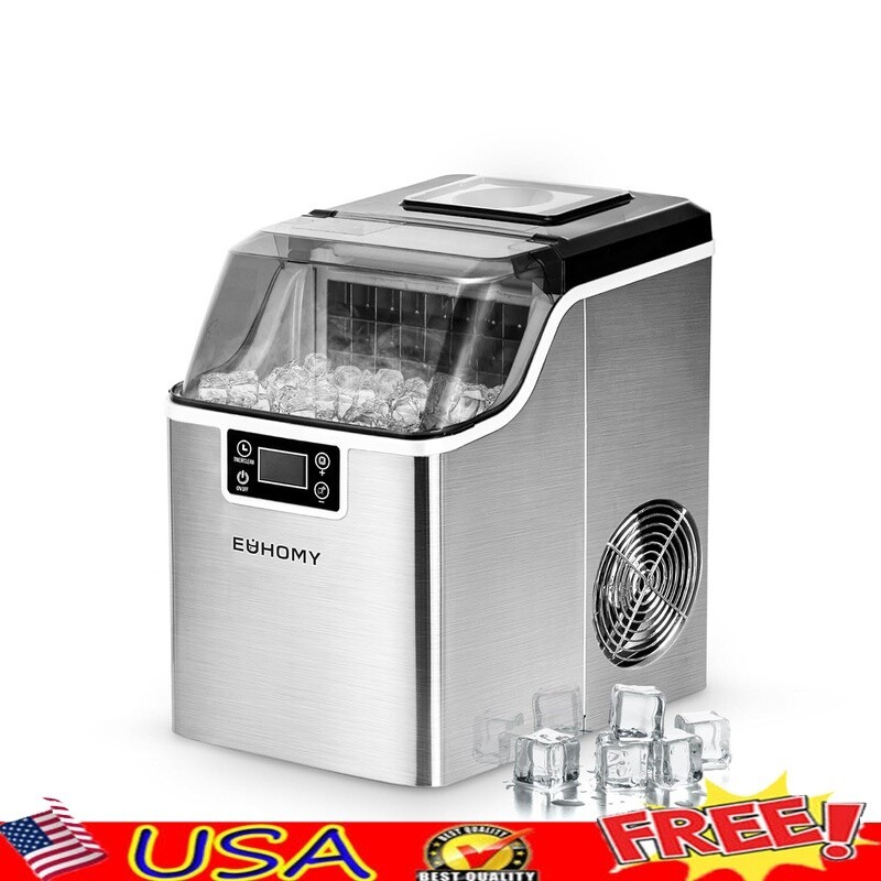Countertop Ice Maker 24 Clear Cube Timer LCD Display Portable Quiet Home Kitchen