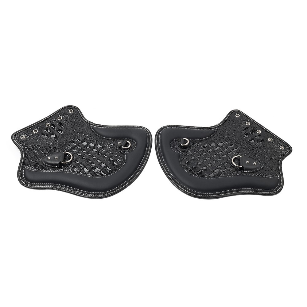 2x Motorcycle Universal Leather Heat Saddle Shield Deflector For Harley Models