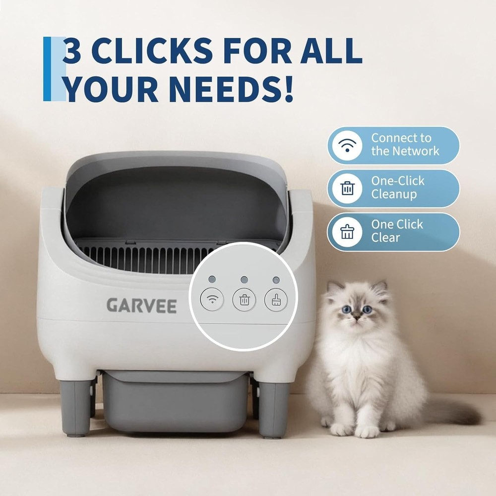 Self Cleaning Litter Box, Open-Top Automatic Cat Litter Box with APP Control