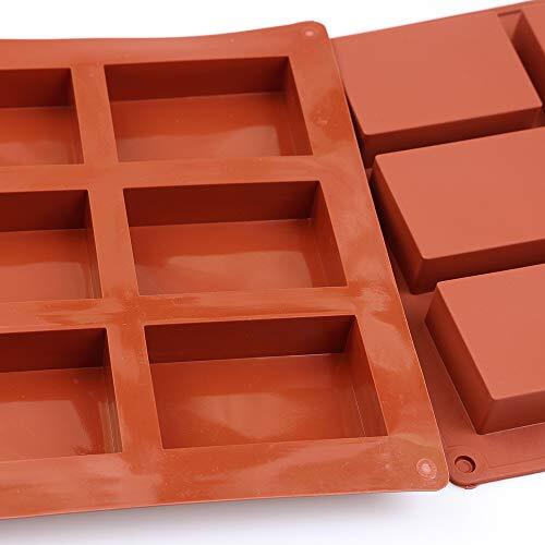 6 Cavities Silicone Soap Bar Mold Rectangular Soap Bar Maker, 3 Pack