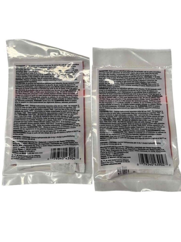 NEW 2 Pack (.5ml each) Loctite 263 Threadlocker High Strength Primerless