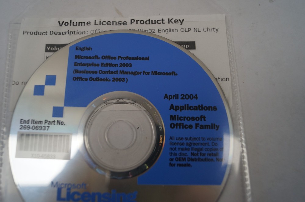 MicroSoft Office Professional Enterprise Edition 2003 2004 w Product Key C242
