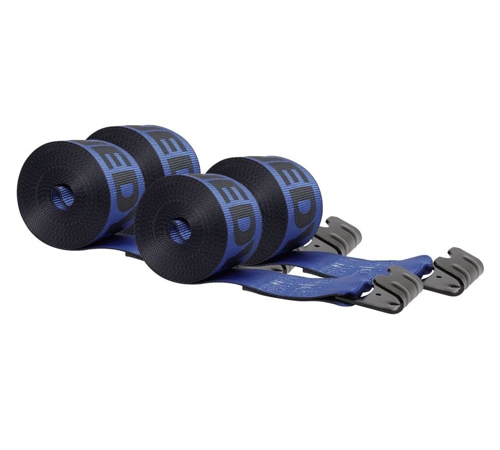 (4 Pack) Kinedyne 4" x 30' Winch Strap with Flat Hook - Blue