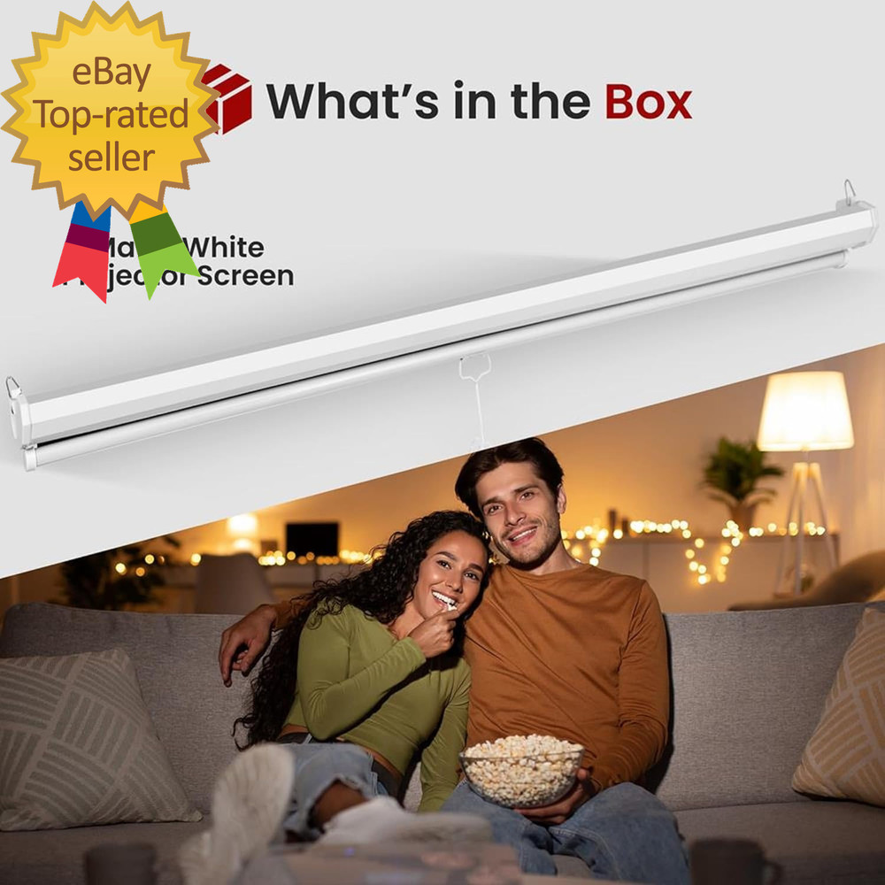 Manual Pull-Down Projector Screen Universal 84Inch Roll-Down Retractable Manual