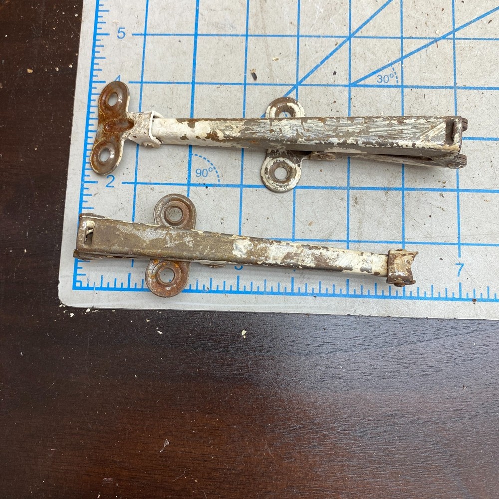 2x Vintage Universal Lid/Door Hinge Support Bracket Unknown - Broken