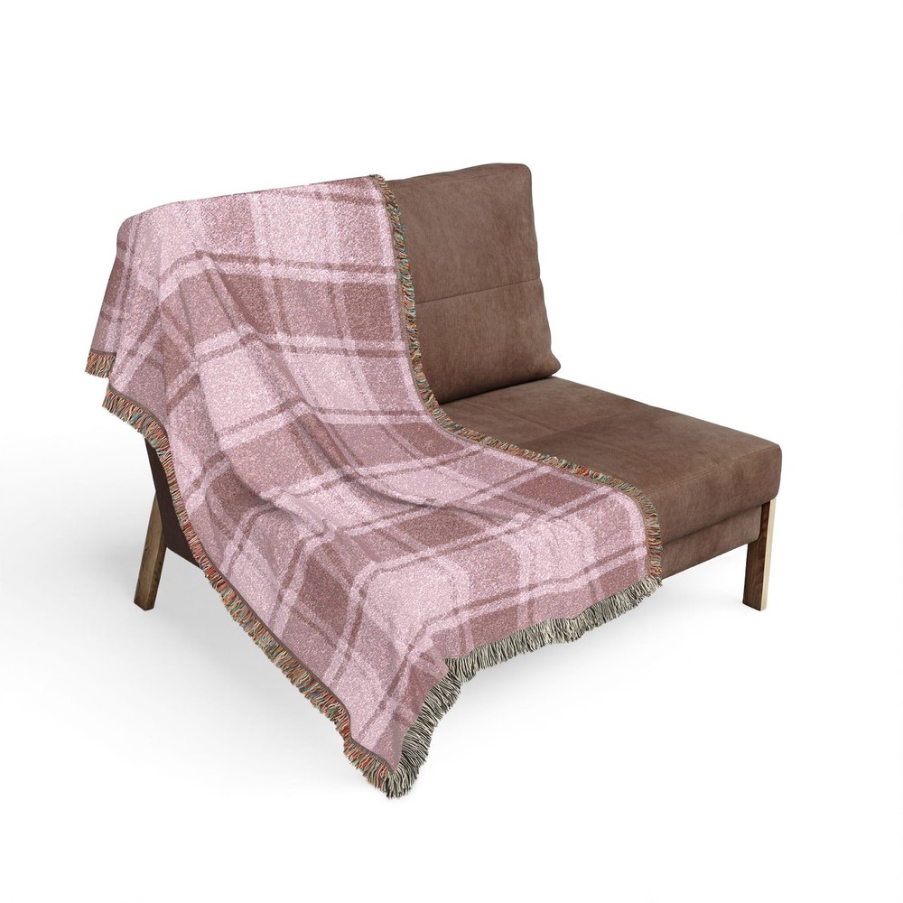 Plaid Pattern Woven Blanket | Pink or Green Check Throw