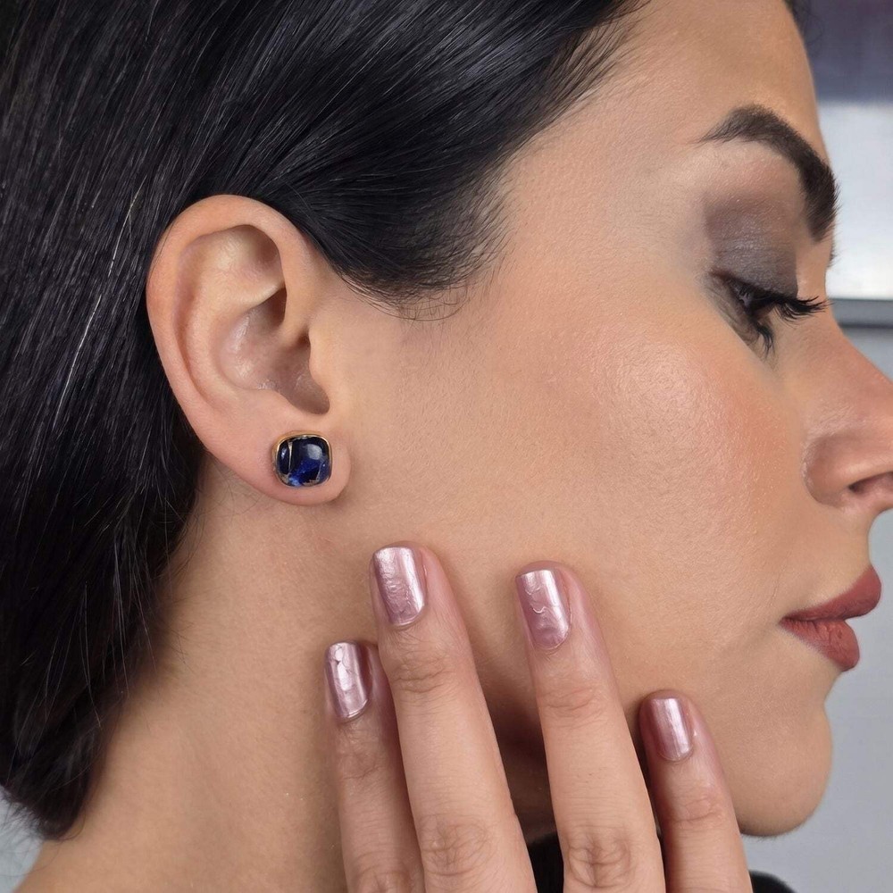 Sapphire September Birthstone Gold Plated Stud Earrings