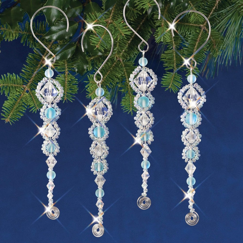 Solid Oak Beaded Ornament KIT, Shimmer Icicles Makes 4 (NCO27)