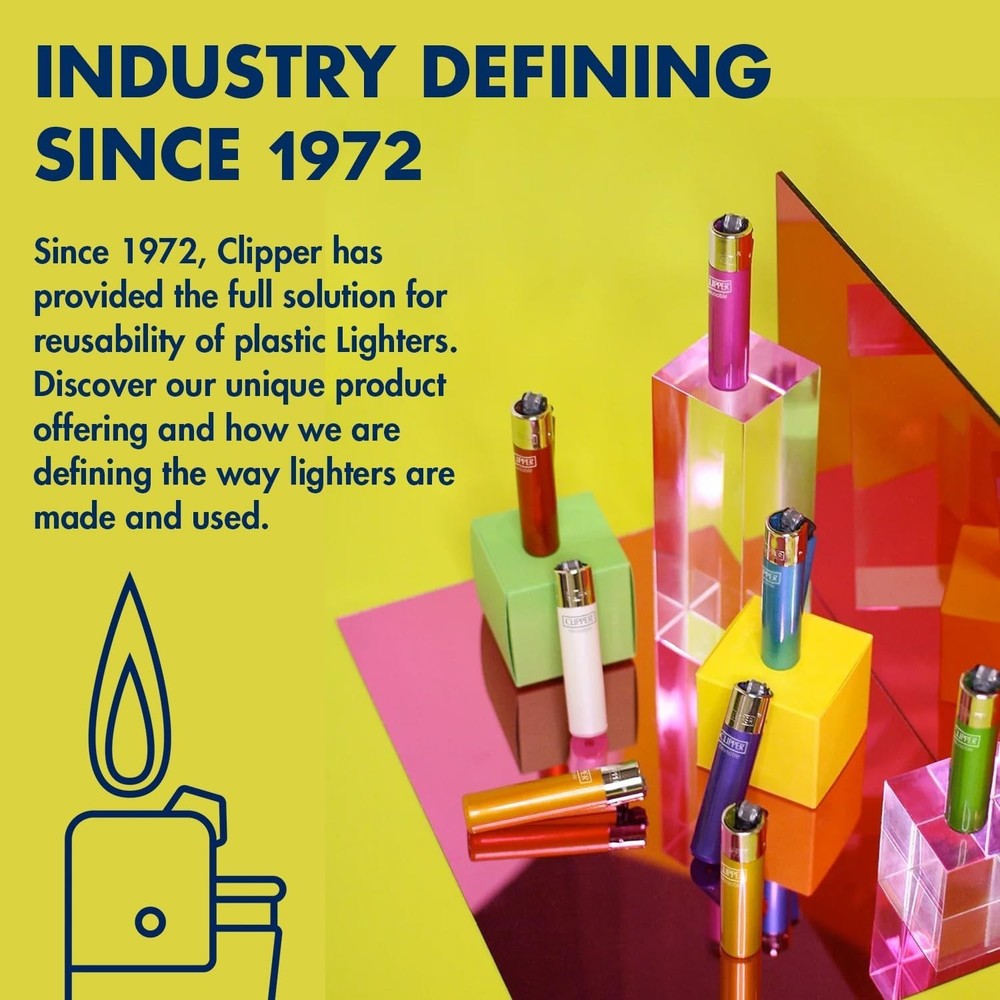 Clipper Classic Large Reusable Lighter Solid Fluorescent Colors Smoking Accessor