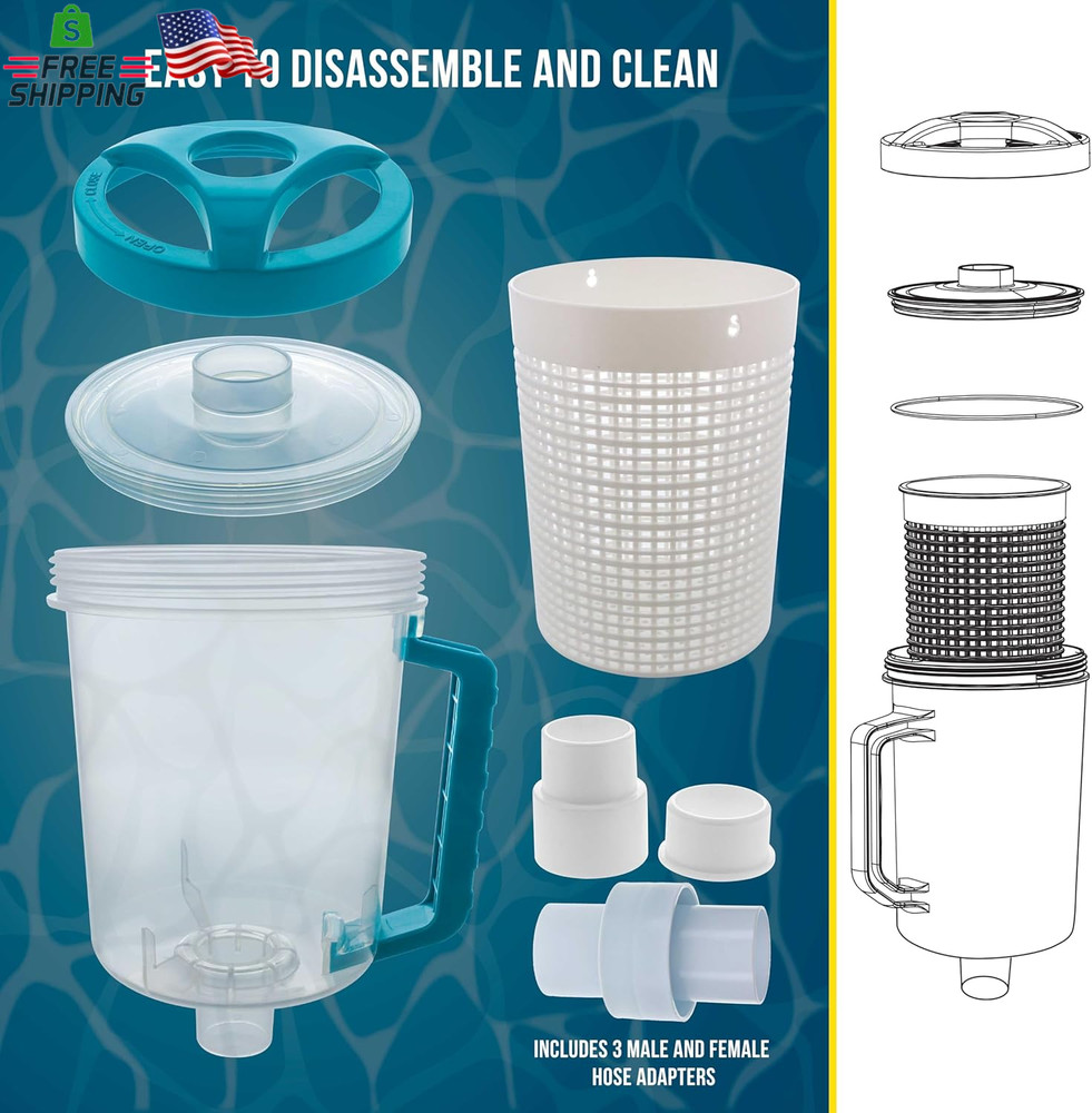 U.S. Pool Supply Pool Leaf Catcher - Inline Pool Leaf Canister, Vacuum for Ingro