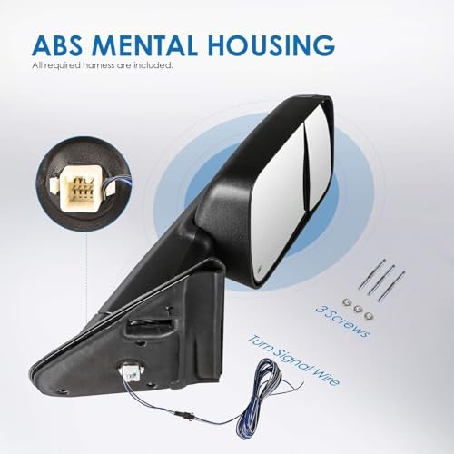 Left and Right Mirrors Compatible with 2002-2008 2003-2009 Black Turn Light