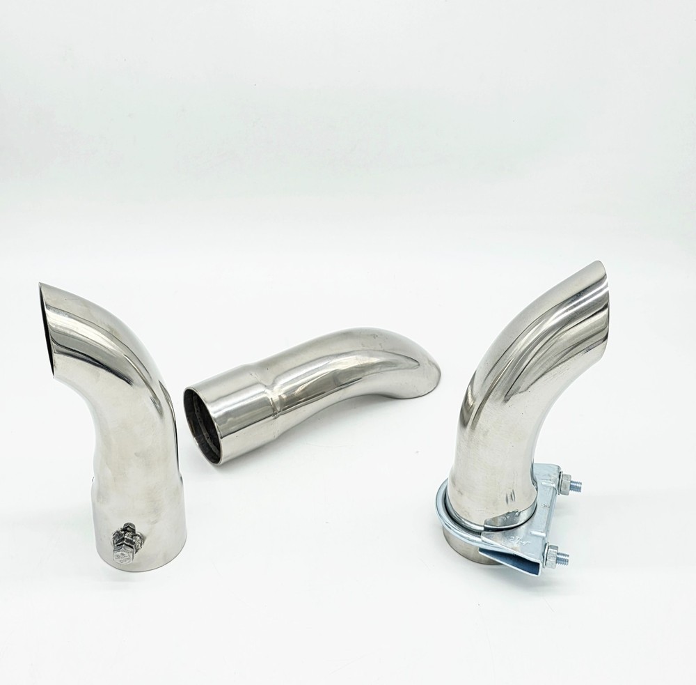 3" 76mm Inner Diameter Weld-On Curl Down Stainless Exhaust Tail Pipe Tip