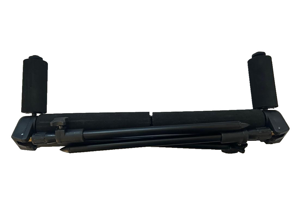 Fishing 4 Leg Pole Roller Pole Rest Padded Adjustable Legs Folding Black