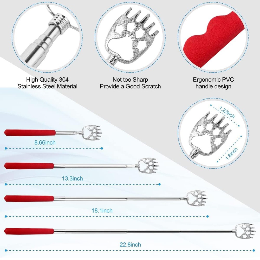 Yeipis 3 Pack Different Back Scratcher Metal Portable Telescoping Red