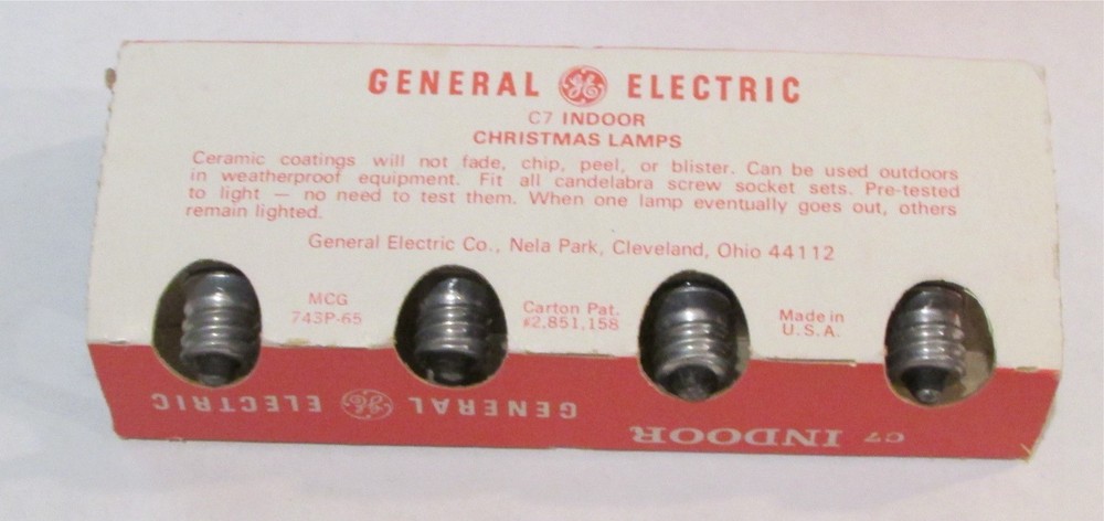 12 VTG C7 Christmas Light Replacement Bulbs Work Blue GE Scroll Circle Package